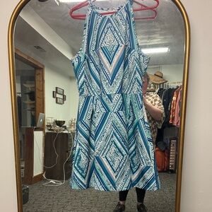 Mossimo Supply Co. Blue and White Patterned Mini Dress